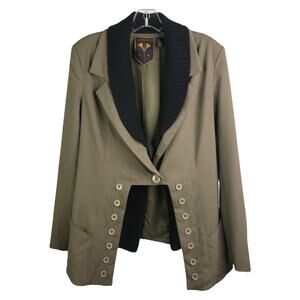 Jamison Womens‎ M Olive Black Cashmere Layered Jacket blazer Button Front